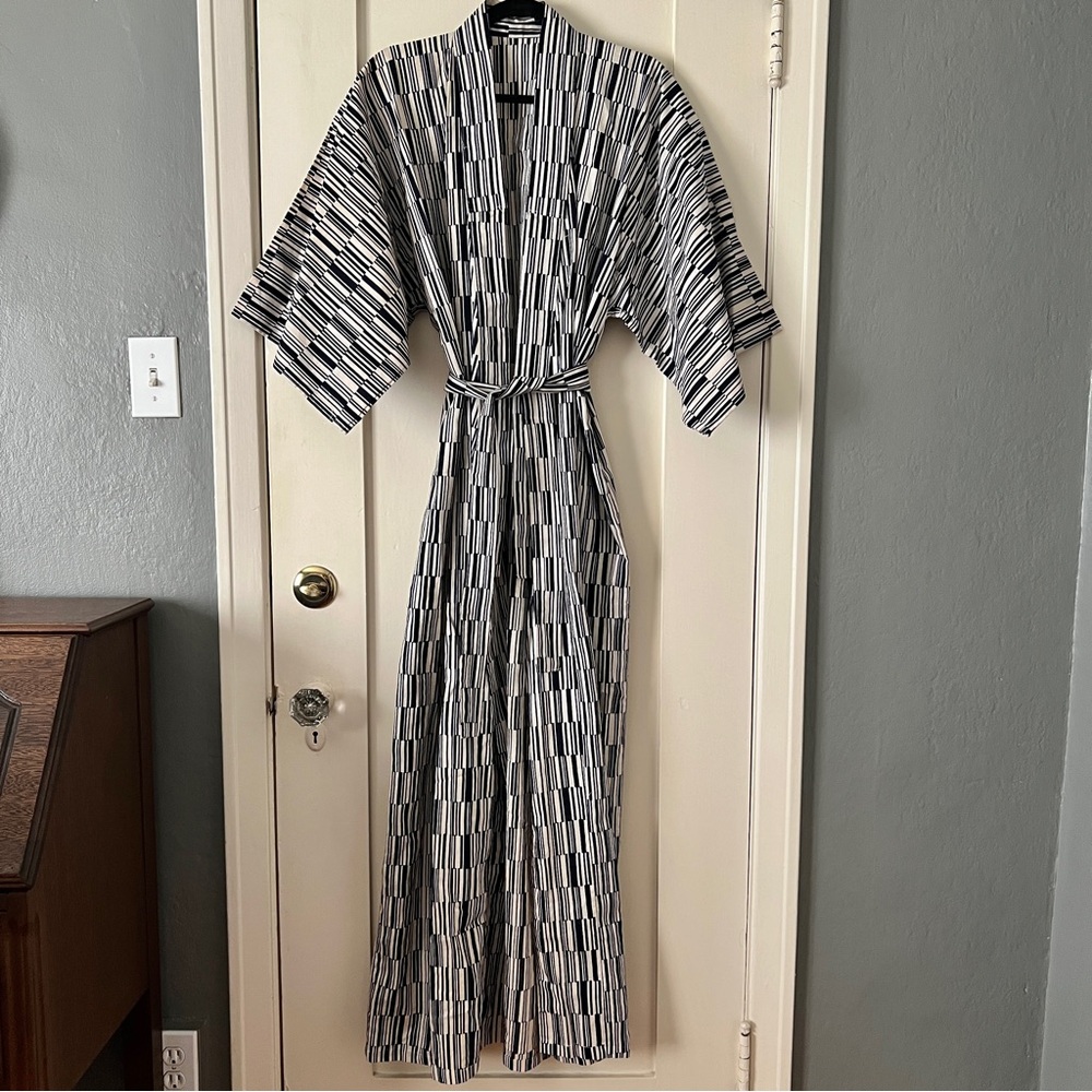 Vintage Handmade 70's Japanese Cotton Long Kimono Robe - One Size